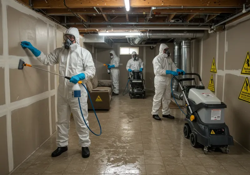 Basement Moisture Removal and Structural Drying process in Grantley, PA